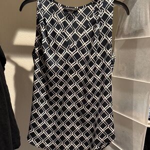 Banana Republic Geometric Navy and White Blouse